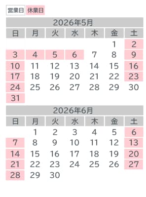 営業日カレンダー：5月・6月