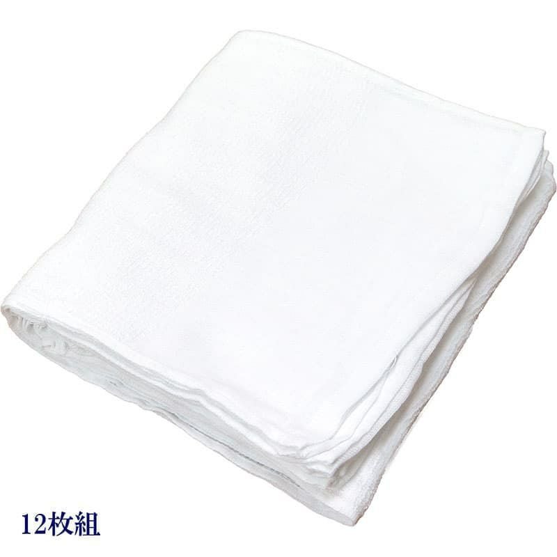 100匁ベトナム製シリンダー白タオル【平地付き】：12枚組