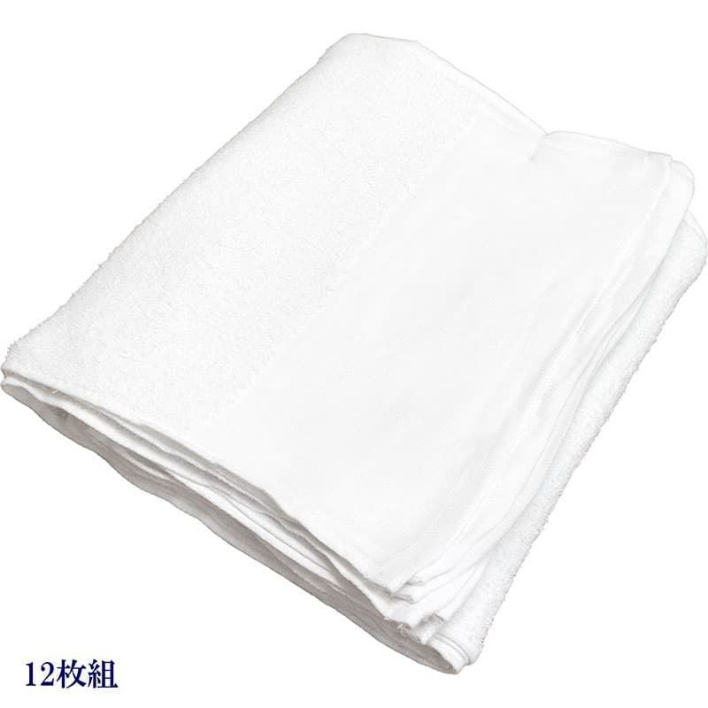 140匁ベトナム製シリンダー白タオル【平地付き】：12枚組