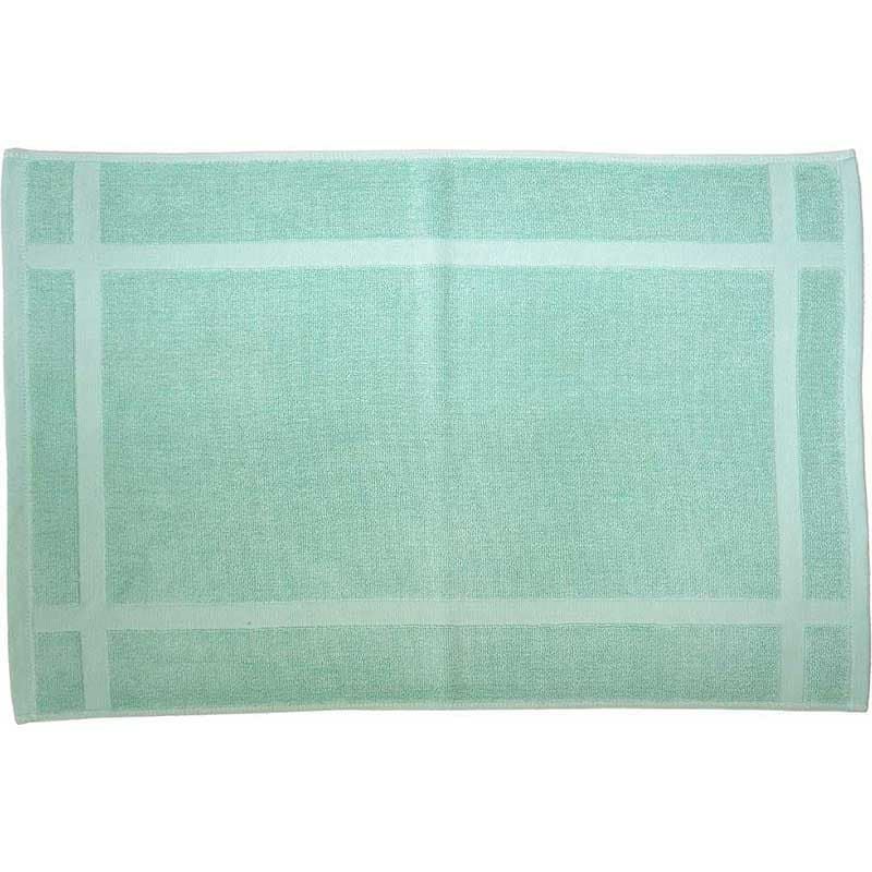 650匁落ちボーダーカラーバスマット生地色：アイスグリーン