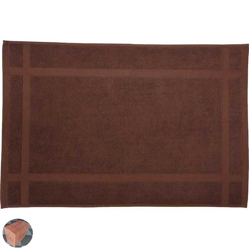 650匁落ちボーダーバスマット（ダークブラウン色）