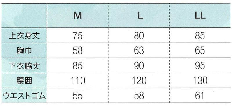 紬調・和の極作務衣サイズ表